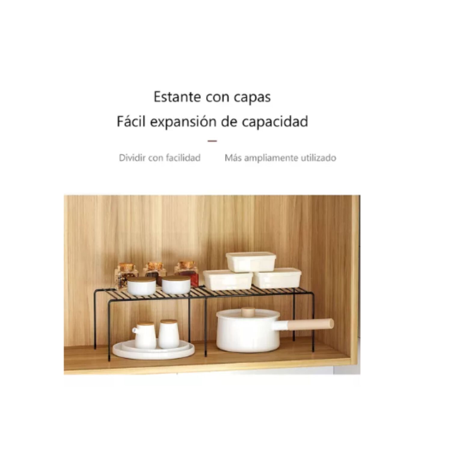 Repisa Extensible De Hierro Apilable Organizador Rack Cocina image number 2.0