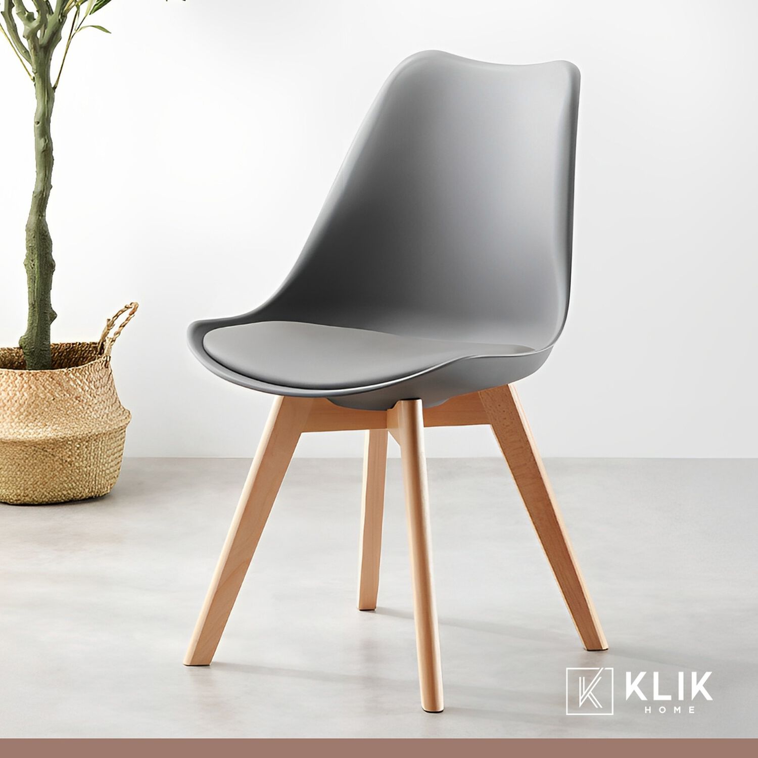 Comedor Mesa Eames Vidrio 100 Cm + 5 Sillas Tulip Grises image number 7.0
