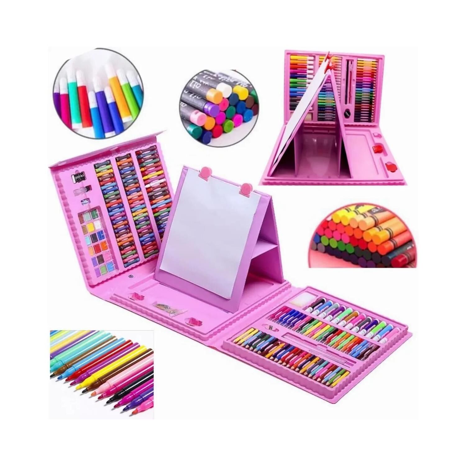 Set 208 Lapices Para Colorear Con Maleta Rosada Infantil image number 1.0