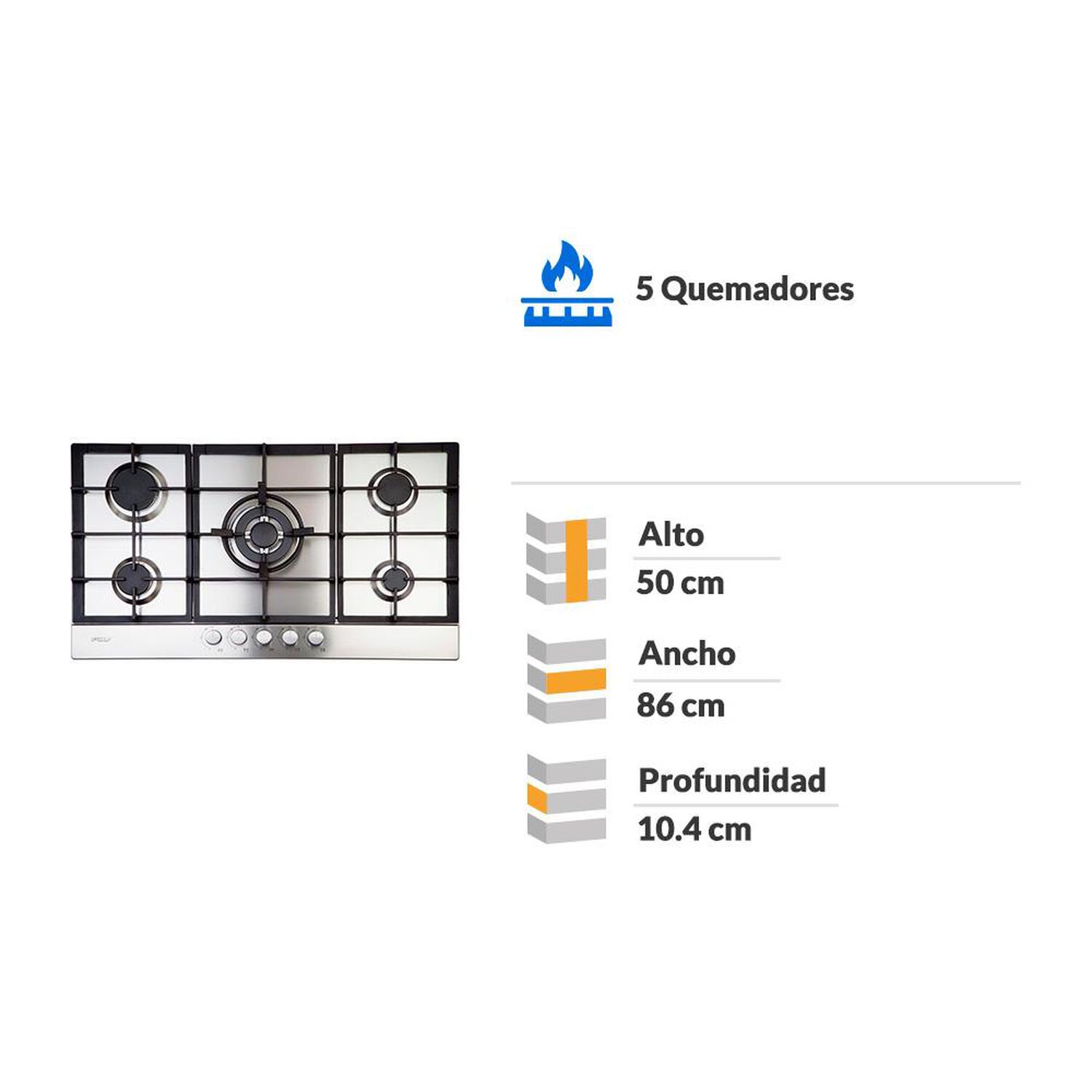 Encimera A Gas FDV Design 90 5GLSTX BUT / 5 Quemadores image number 1.0
