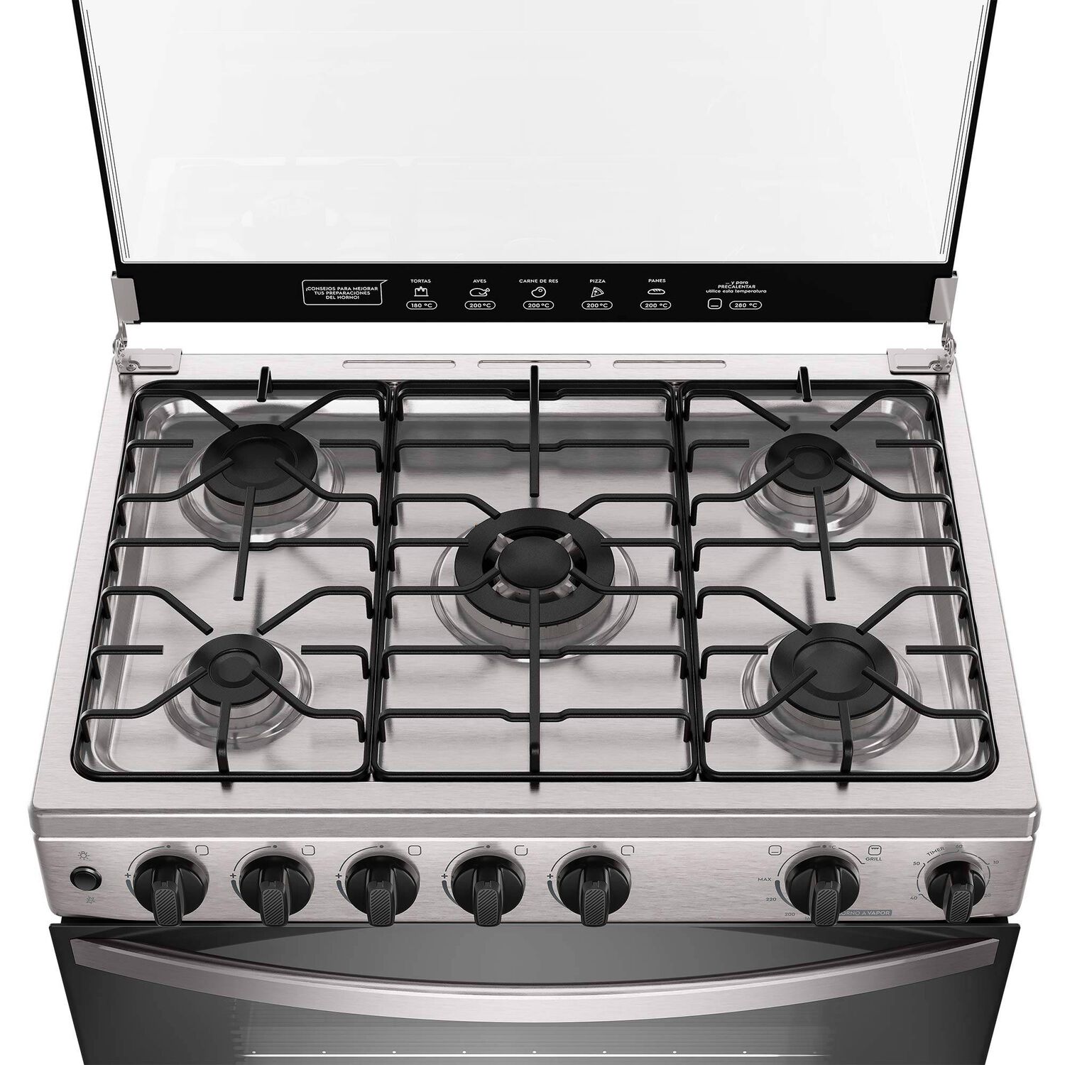 Cocina A Gas 5 Platos Horno Vapor Y Triple Llama Fm5ssc Inox image number 6.0