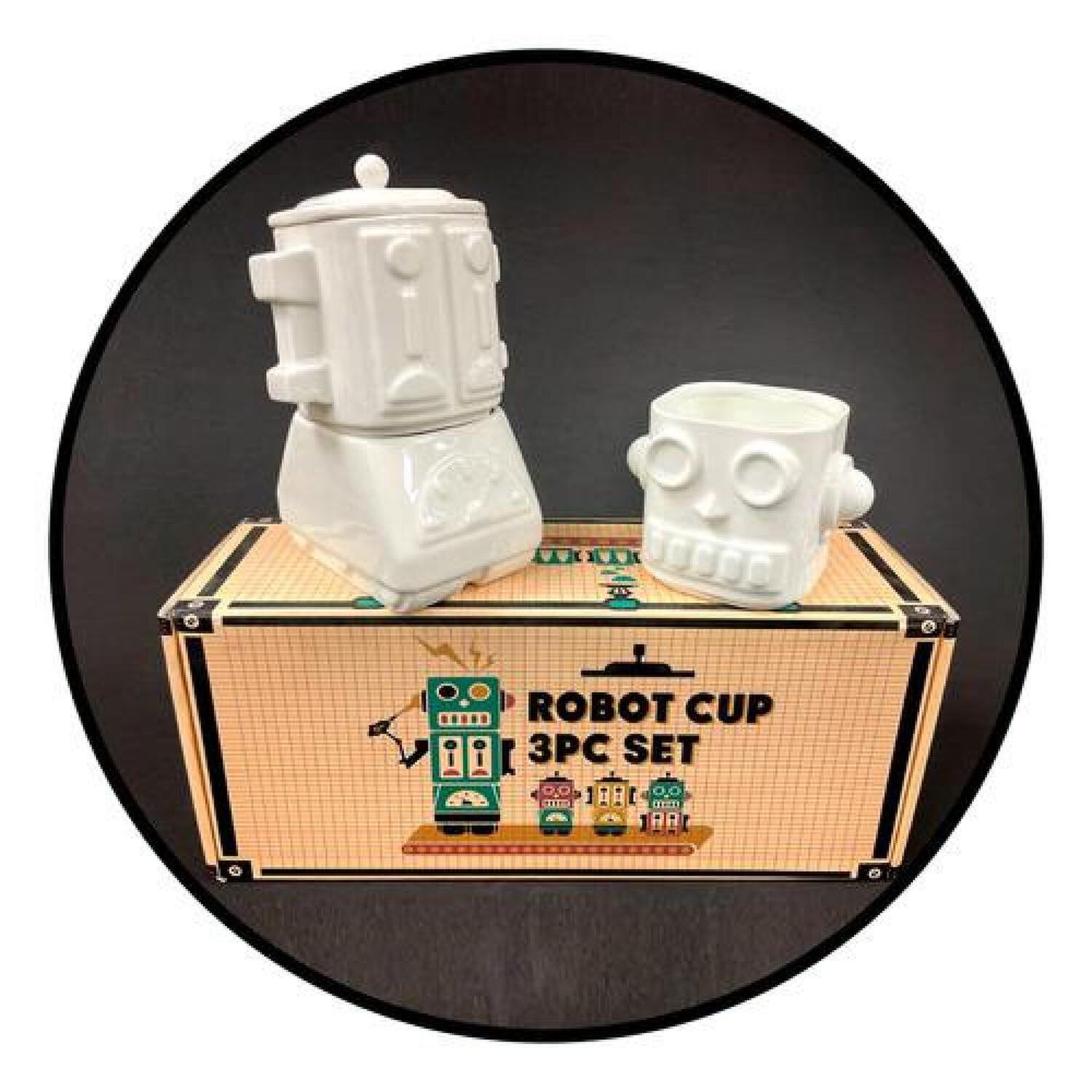 Set 3d Robot Cer&aacute;mica 3 Piezas (2) Tazones Y (1) Azucarero image number 9.0