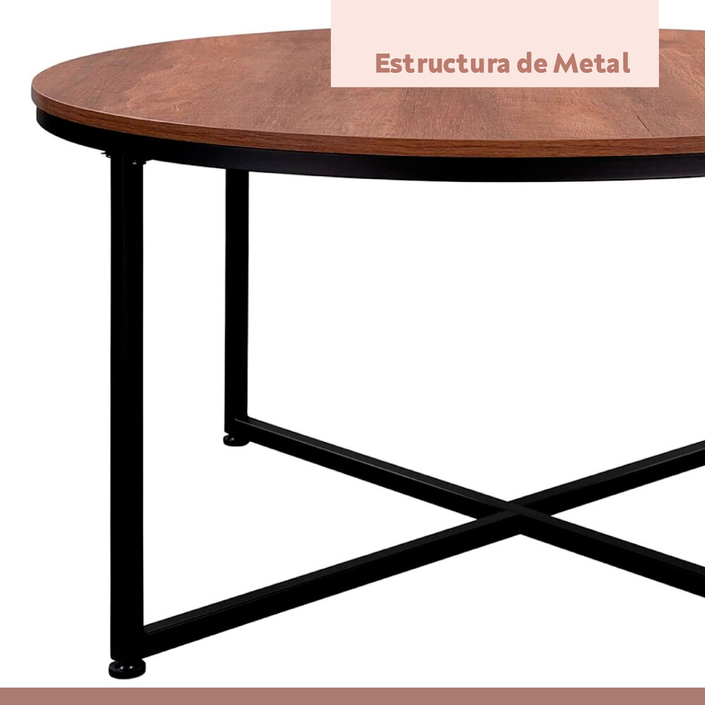 Mesa De Centro 80cm Redonda - Madera Oscura Walnut image number 5.0