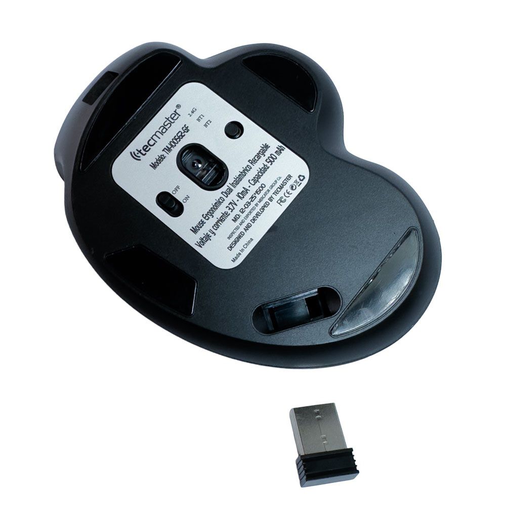 Mouse Inalámbrico Bt + Wireless Recargable Ergonomico image number 3.0
