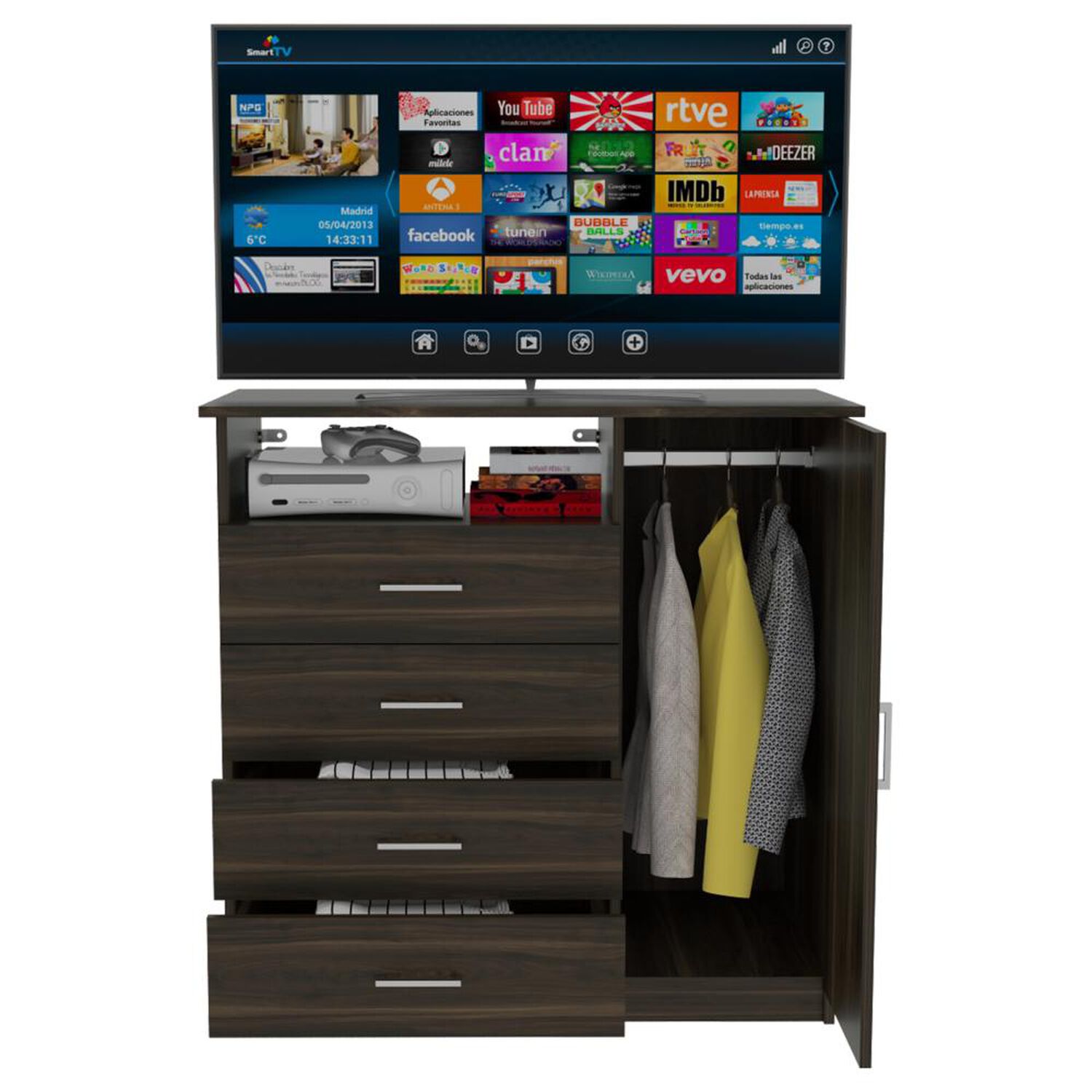 Comoda Tuhome Z-91 / 1 Puerta / 4 Cajones image number 2.0