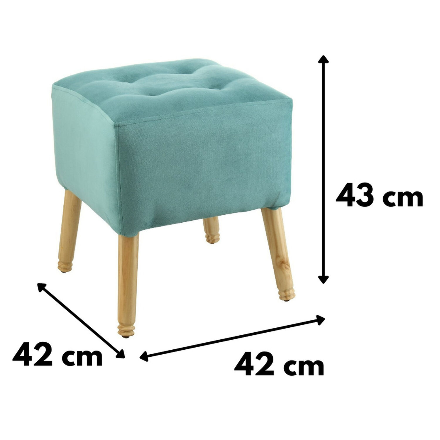 Pouf Alemania Turquesa Dise&ntilde;o Felpa 42x42x43 Cm M&aacute;xima Design image number 3.0