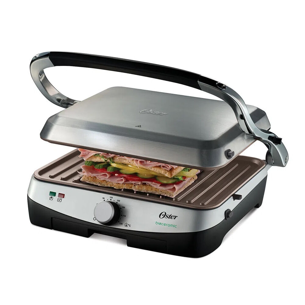 Parrilla Y Panini Electrica Oster Apertura 180 Grados Bioceramic Ckstpa4881 image number 1.0