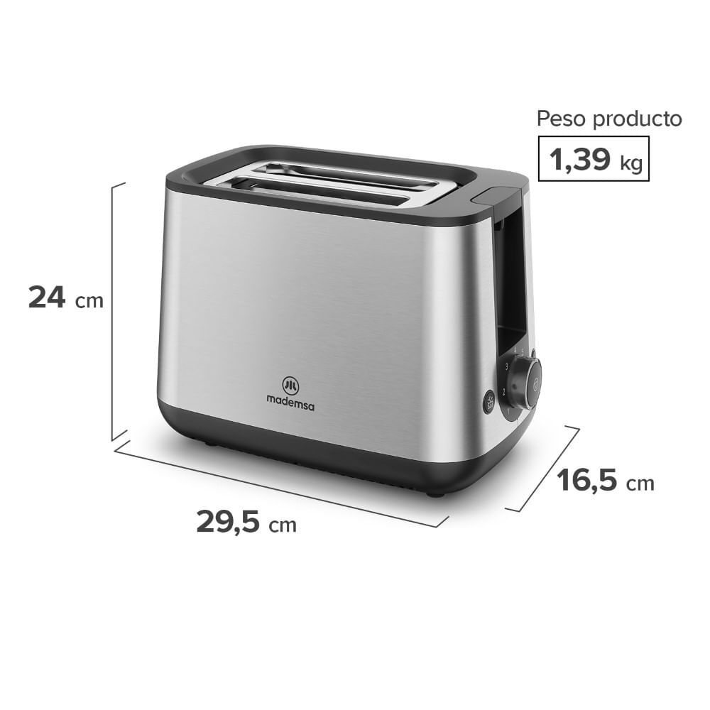 Tostador Mademsa Con 7 Niveles De Tostado 800w Mts25 Inox image number 3.0