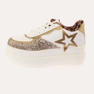 Zapatilla Plataforma Blanco/dorado V&iacute;a Franca Art. 5s212b0098dgold