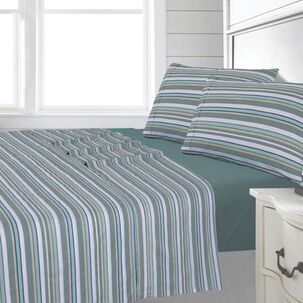 Sabana Andes 144 Hilos Estampada Lineas Acero 2 Plazas