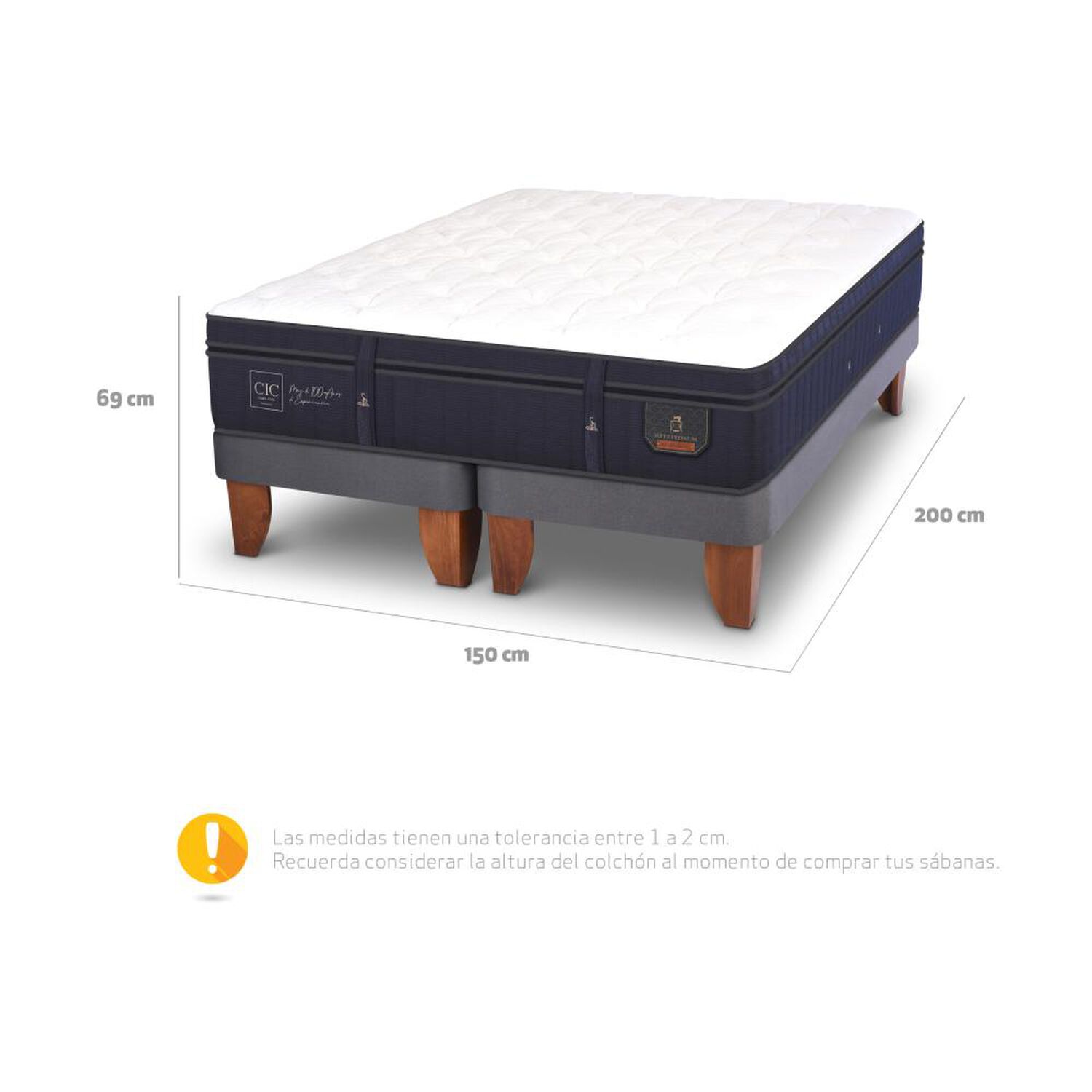 Cama Europea Cic Super Premium / 2 Plazas / Base Dividida image number 4.0