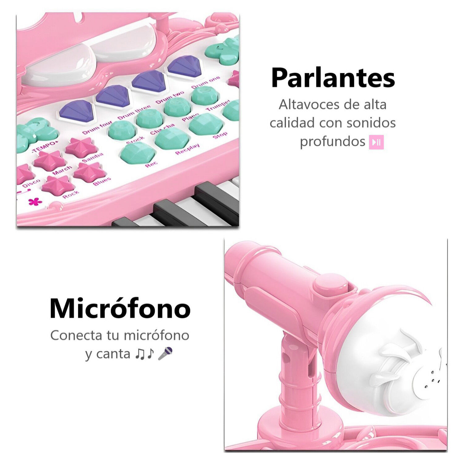 Piano Juguete Teclado Infantil Con Micr&oacute;fono Y Taburete image number 2.0