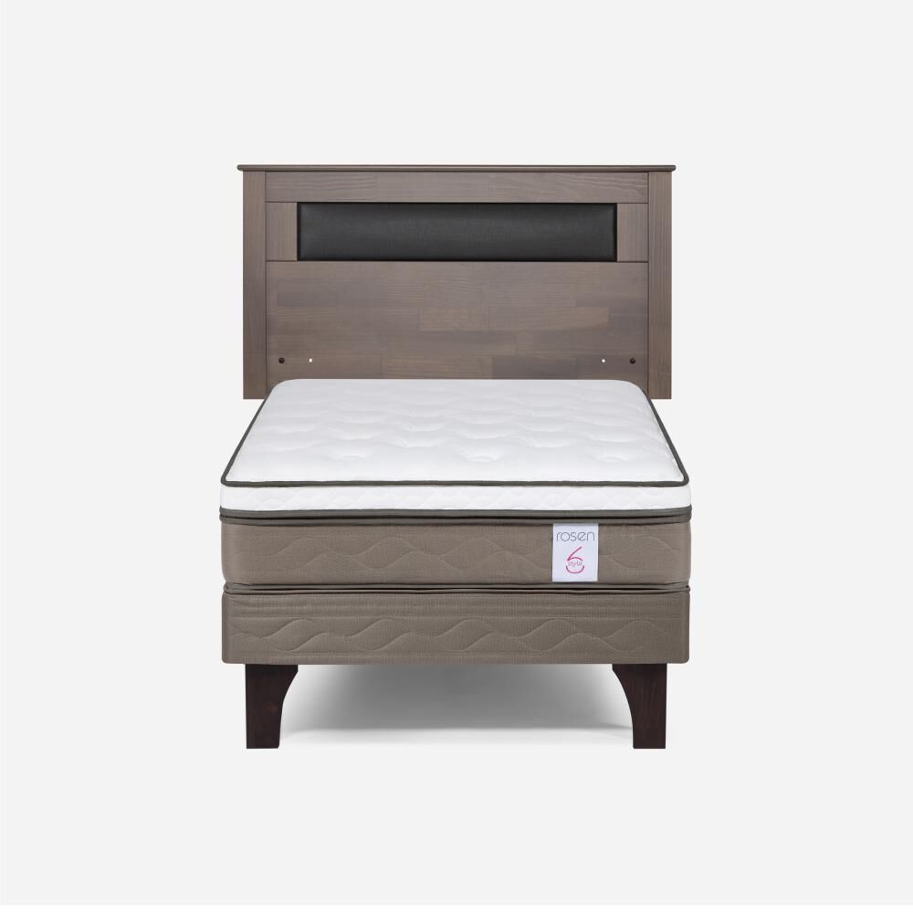 Cama Europea Rosen New Style 6 / 1.5 Plazas / Base Normal  + Respaldo Ferrara Gris image number 0.0