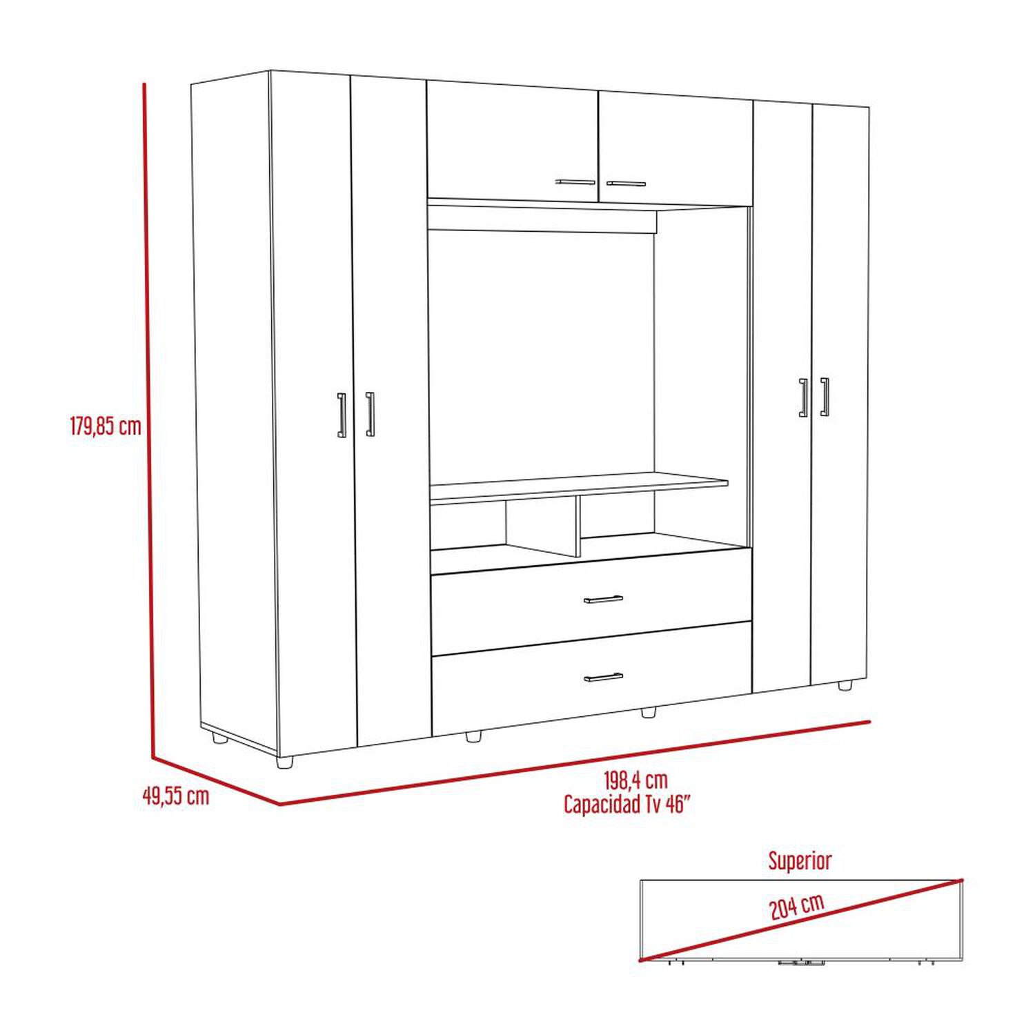 Closet Tuhome Z-200/ 6 Puertas/ 2 Cajones image number 1.0