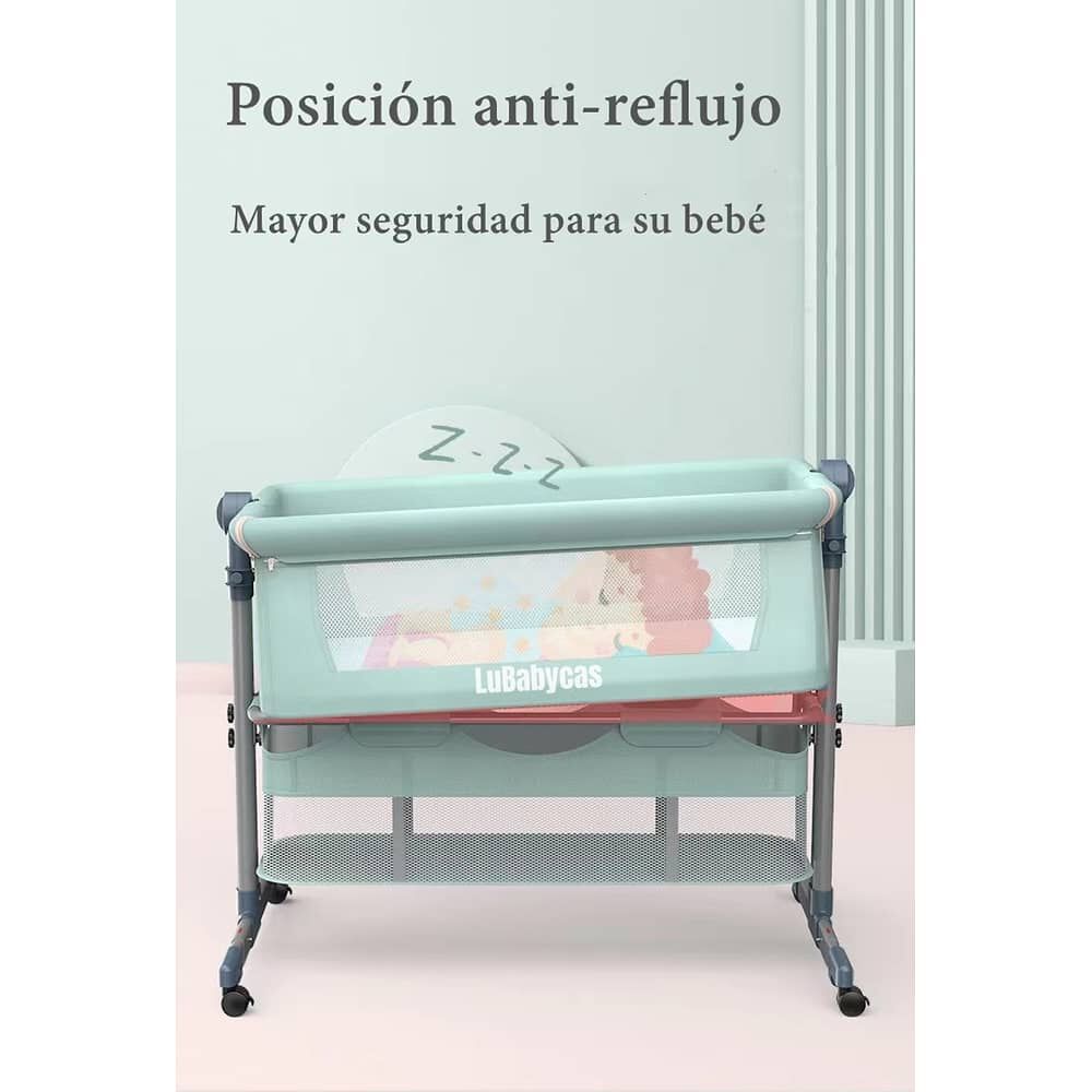 Cuna Colecho Beb&eacute; Con Mosquitero Gris Lubabycas image number 7.0