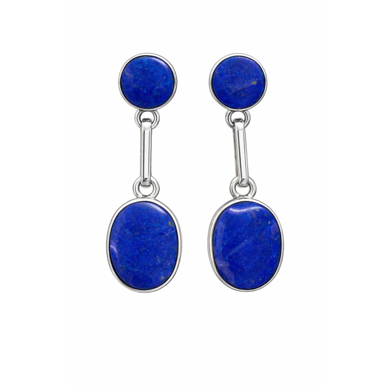 Aros Lapisl&aacute;zuli Ovalado Plata 950 Atornillados Colgantes Mujer Elegantes Piedra Azul image number 0.0
