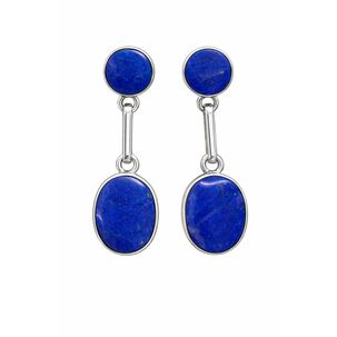 Aros Lapisl&aacute;zuli Ovalado Plata 950 Atornillados Colgantes Mujer Elegantes Piedra Azul