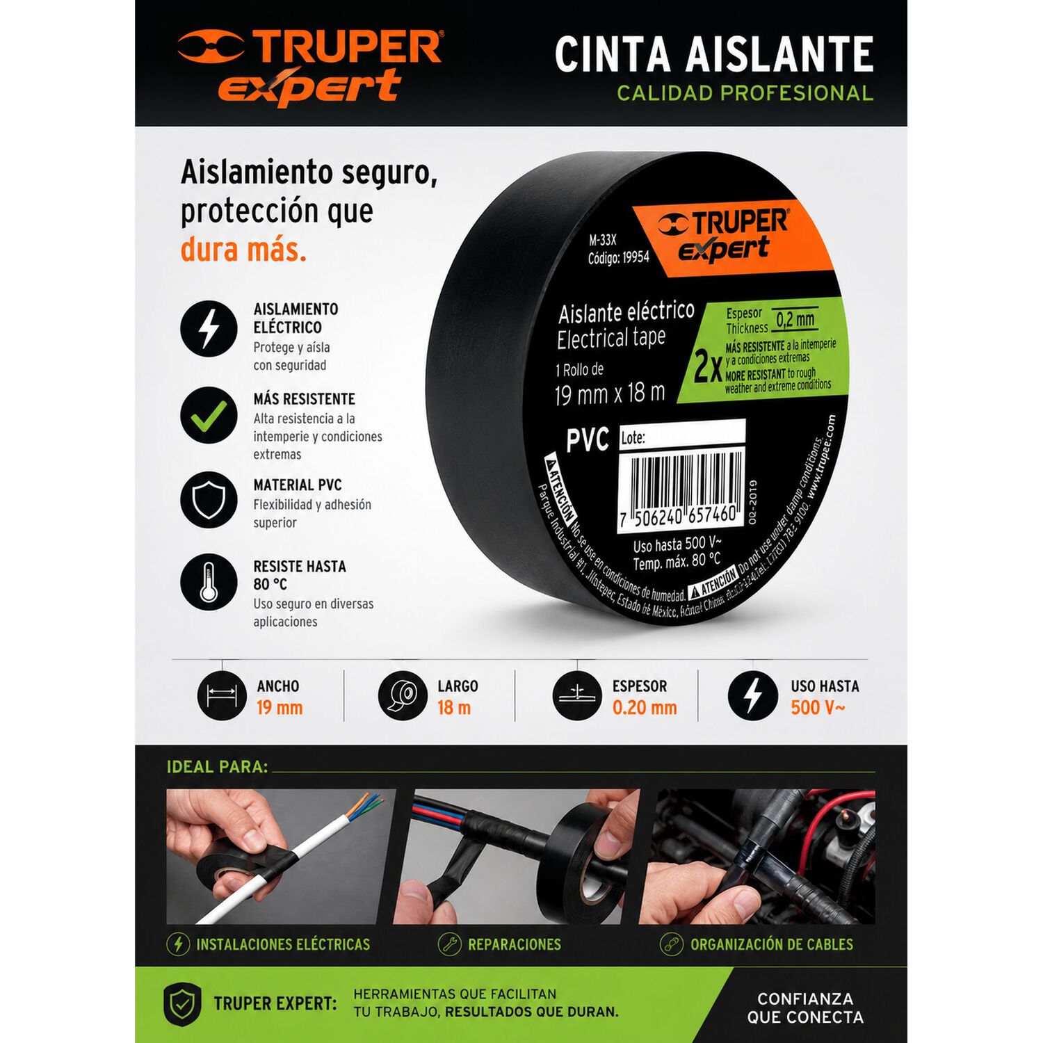 Huincha Cinta De Aislar 19mm X 18m Truper Expert M-33x image number 3.0
