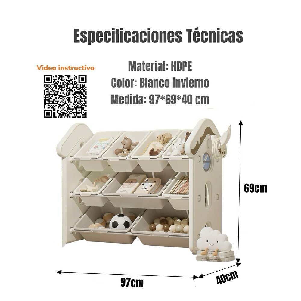 Estante Infantil Organizador De Juguetes Blanco By Lubabycas image number 4.0
