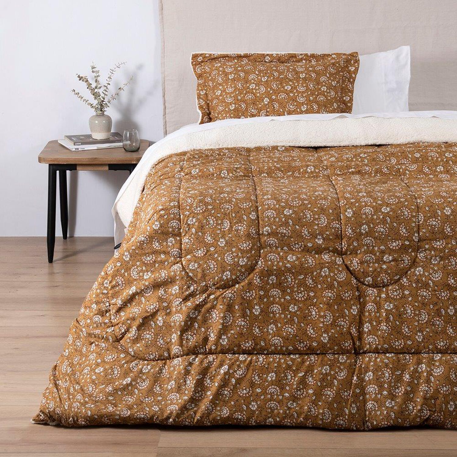 Plumon Estampado Sherpa India 1.5 Plazas Ocre image number 0.0