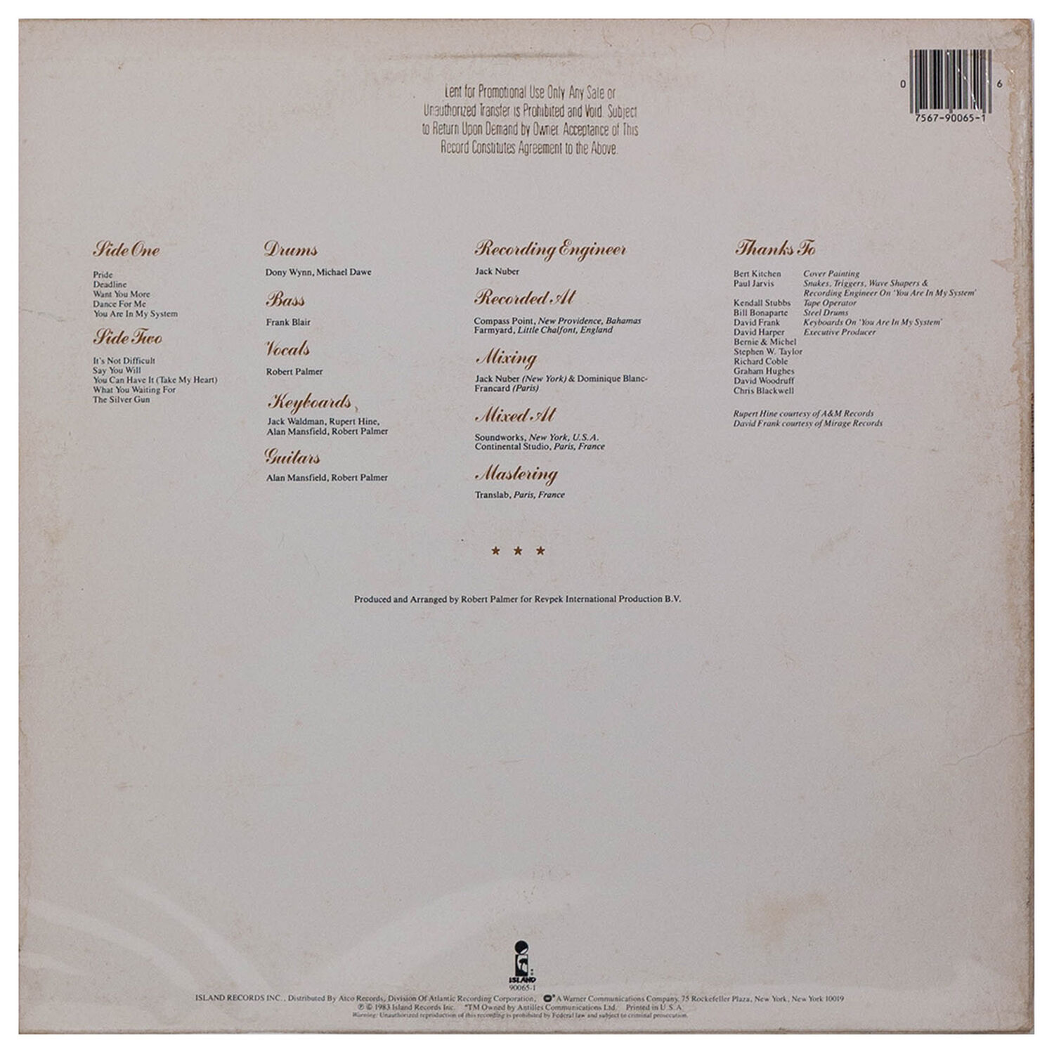 Robert Palmer - Pride | Vinilo Usado image number 1.0
