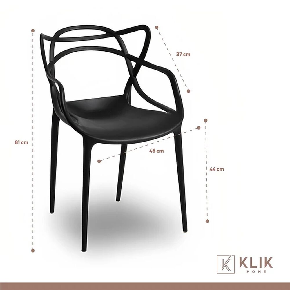 Mesa Restaurant 70x70 Tubo Metal Cubierta Mdf + 4 Sillas Master Negras image number 5.0