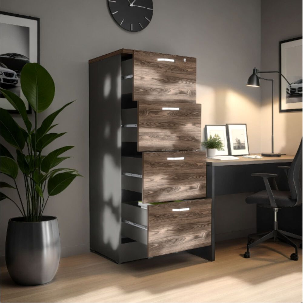 Cajonera 132,2x47x5x45 Cm Fm-005n Negro Y Caf&eacute; Oscuro image number 7.0