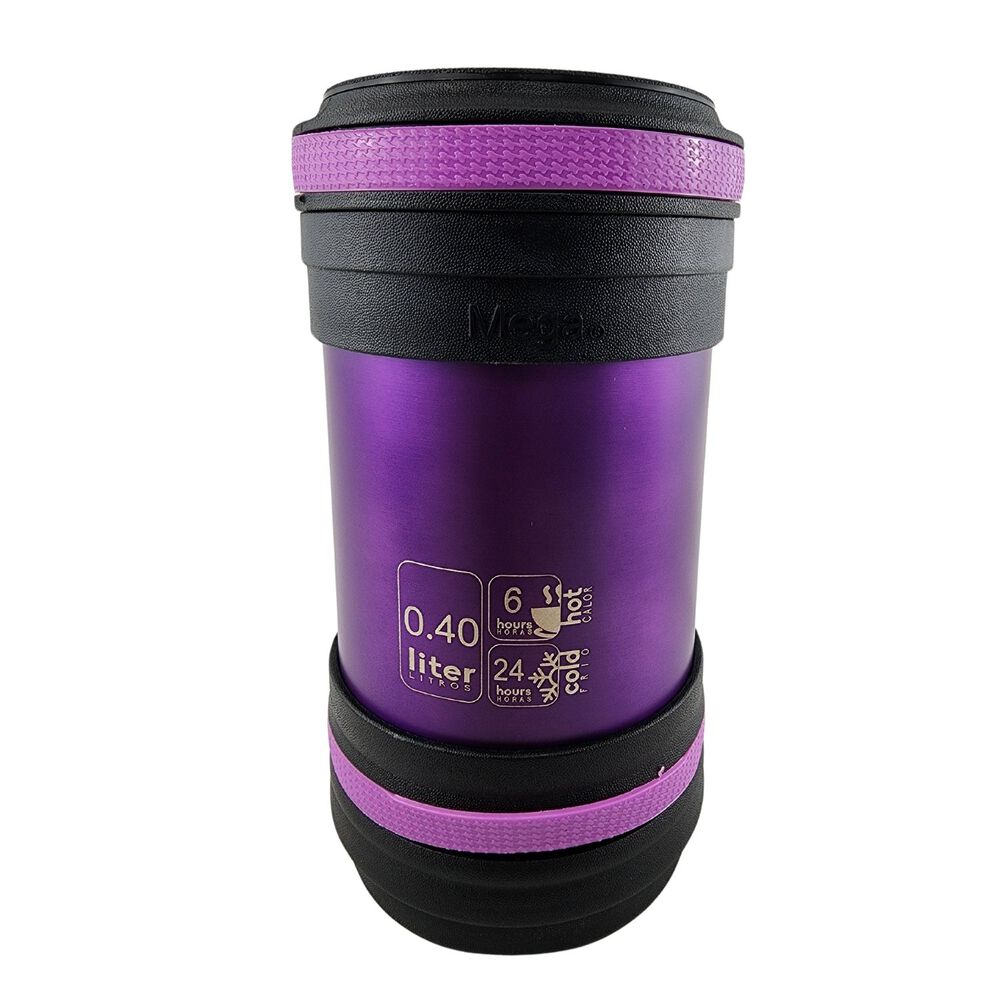 Termo Mega Maxx 400ml Comidas Metalico Acero Inoxidable Morado image number 2.0
