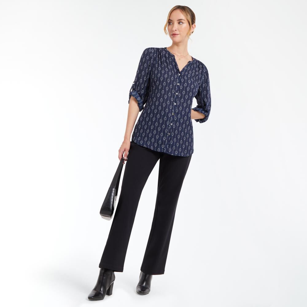 Blusa Regular Manga 3/4 Roll Up Cuello Mao Mujer Lesage image number 1.0