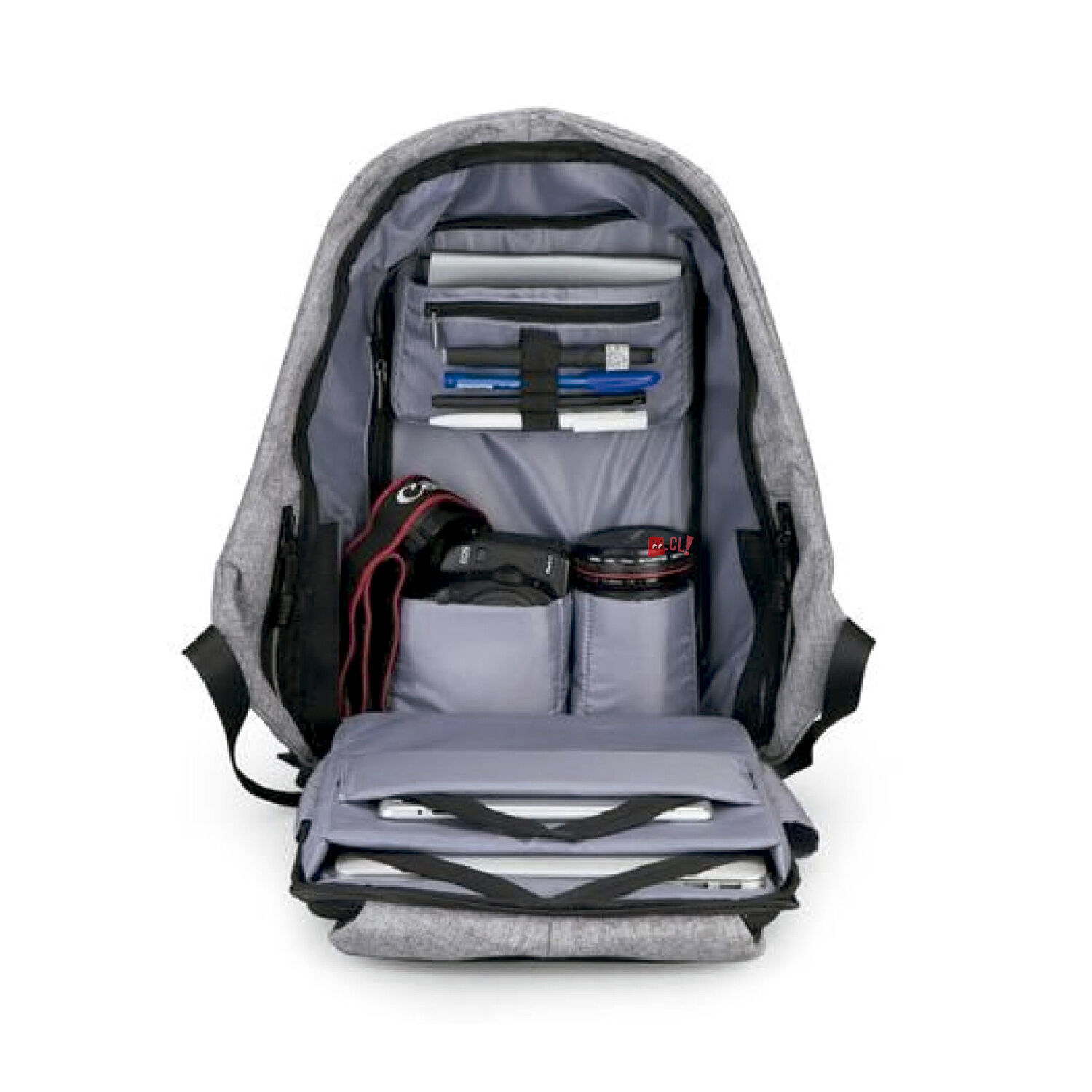 Mochila Antirrobo Impermeable Usb Gris - Ps image number 2.0