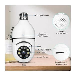 C&aacute;mara Seguridad Foco Wifi Y Rotaci&oacute;n 360 Hd Night Vision