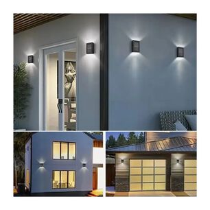 Pack 2 Aplique Led Solar Pared Exterior Escaleras Jard&iacute;n Negro Luz Fr&iacute;a