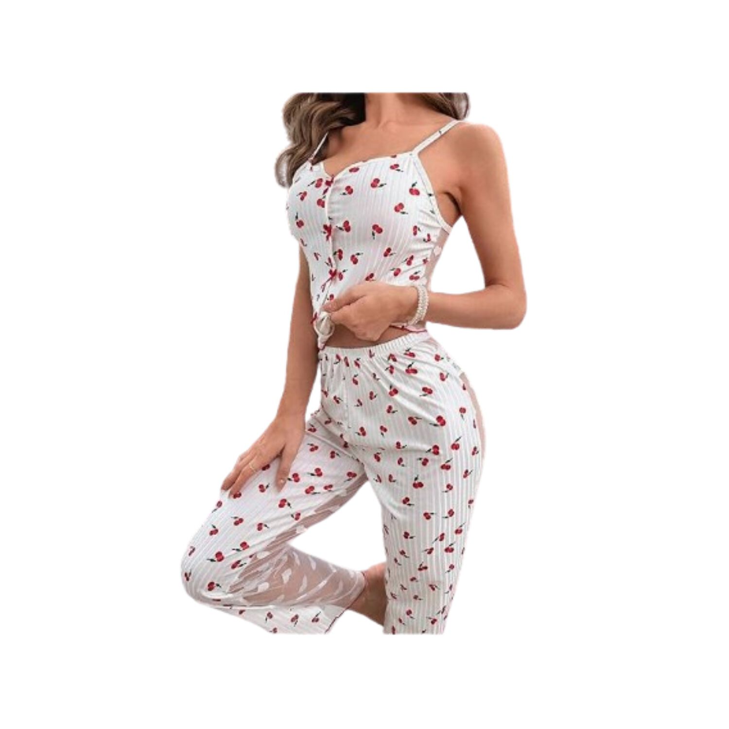 Pijama Sexy Lencer&iacute;a 2piezas Encaje Malla Transparente Mujer image number 13.0