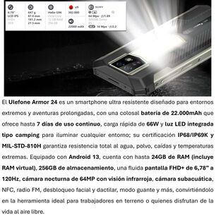 Ulefone Armor 24 Ultra Resistente Con Bater&iacute;a De 22.000mah Y C&aacute;mara Nocturna De 64mp