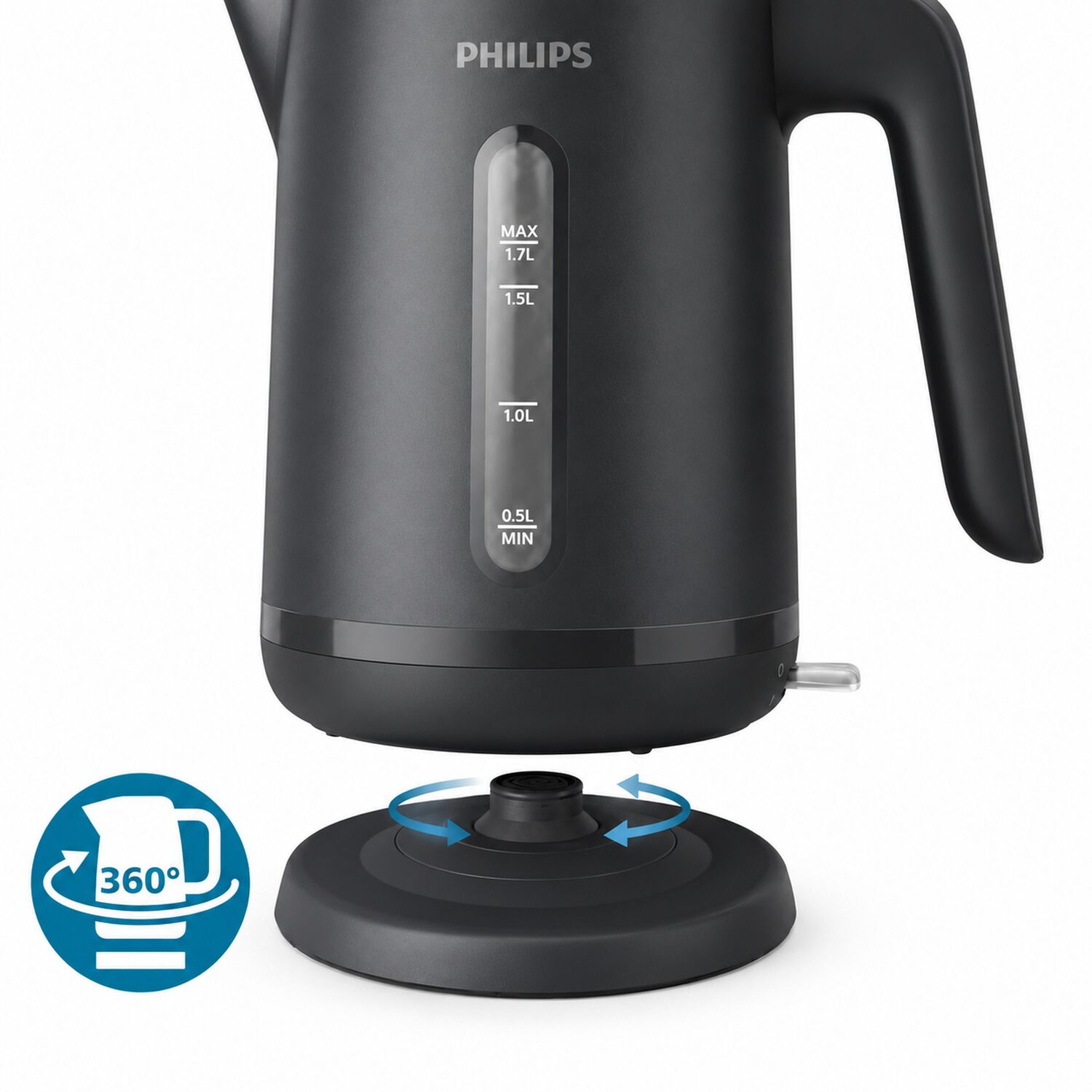 Hervidor Philips 1.7 Litros Con Base Giratoria De 360&deg; Black image number 3.0