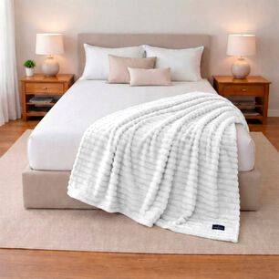 Pack 2 Mantas De Cama Nautica Home Jacquard Franela Ultrasuave 127x178cm Blanca