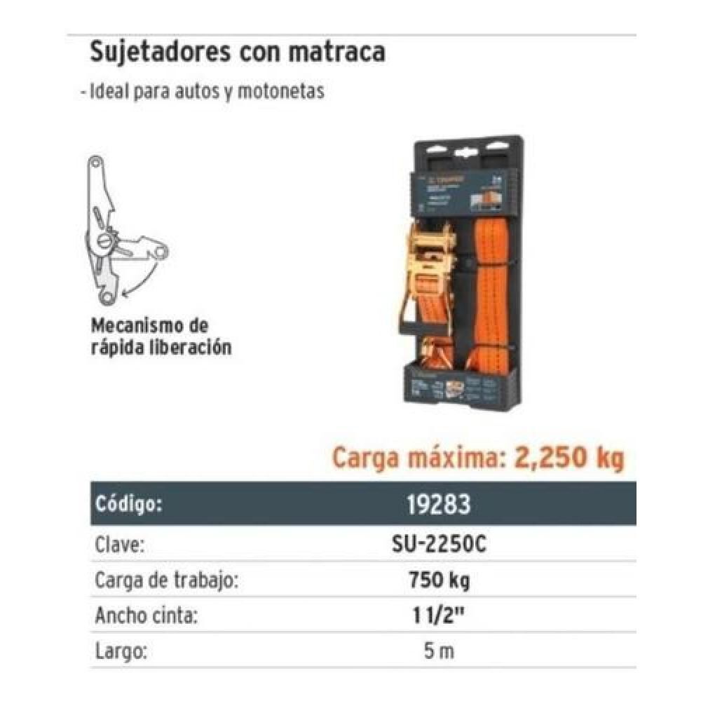 Eslinga Con Carraca Truper De 5 Mt X 1.1/2 Para 2.250 Kg image number 1.0