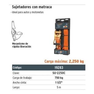 Eslinga Con Carraca Truper De 5 Mt X 1.1/2 Para 2.250 Kg