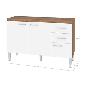 Mueble De Cocina Vekkahome Base Opie / 3 Puertas / 2 Cajones