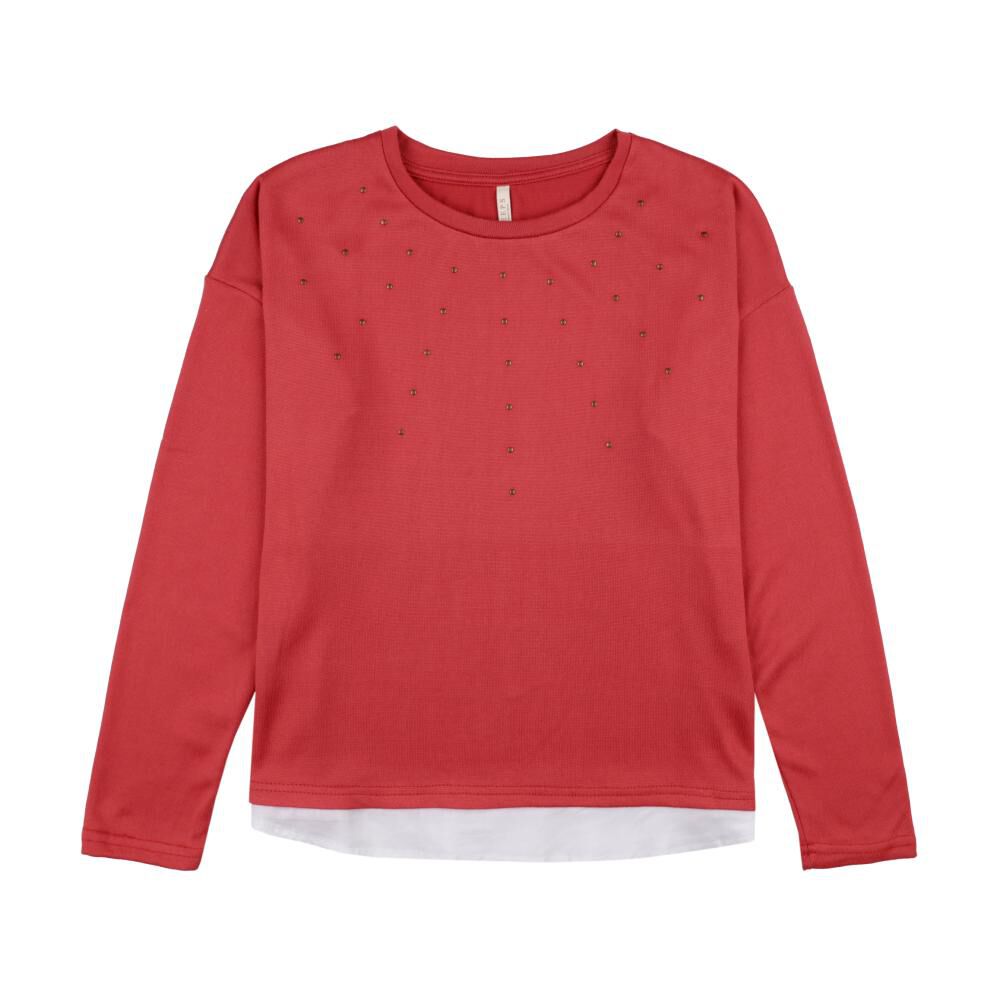 Sweater Liso Aplicación Strass Manga Larga Cuello Redondo Mujer Geeps image number 0.0