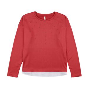 Sweater Liso Aplicación Strass Manga Larga Cuello Redondo Mujer Geeps