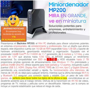 Mini Pc Blackview Mp200 - Windows 11 Pro, 16gb Ram, 1tb Ssd