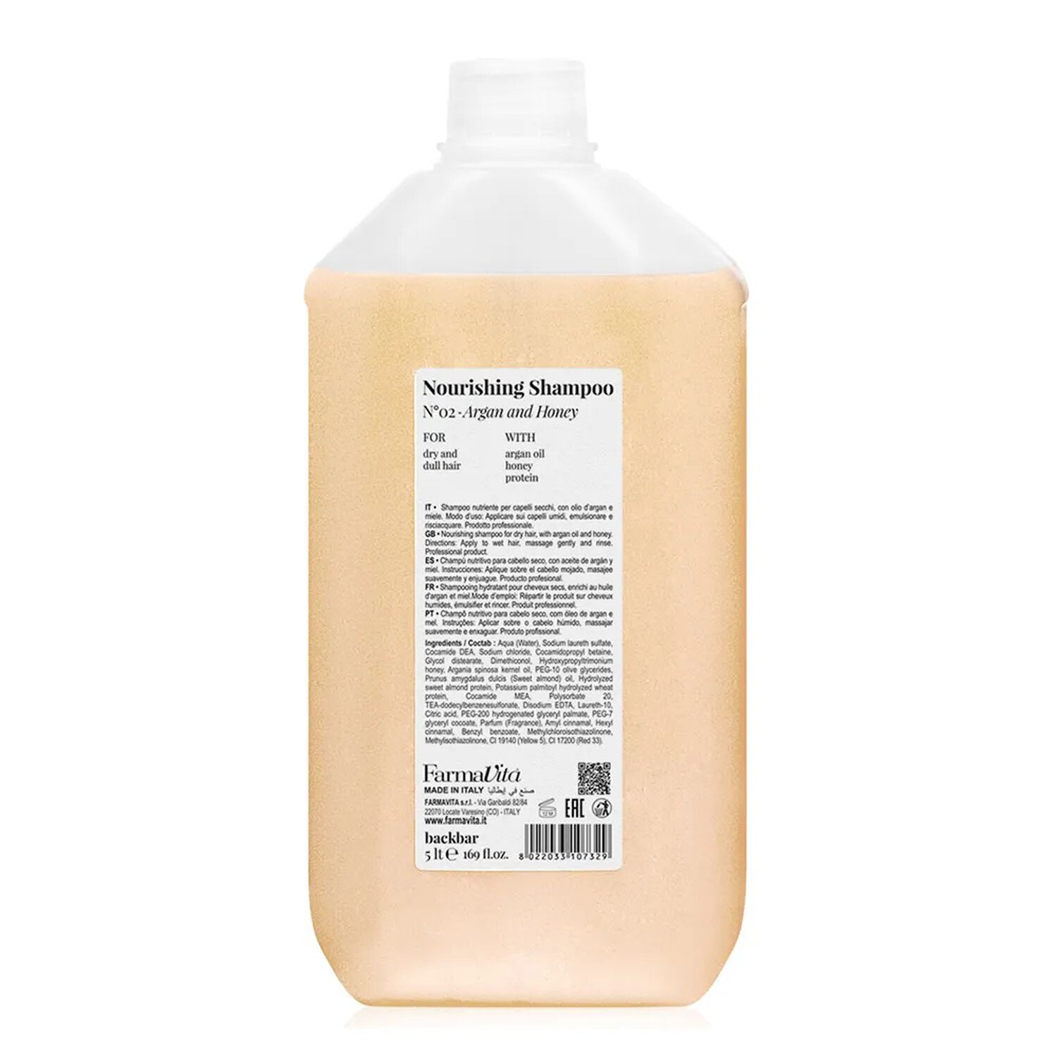 Farmavita Nourishing Shampoo Nro 02 Argan Y Miel 5000 Ml image number 0.0