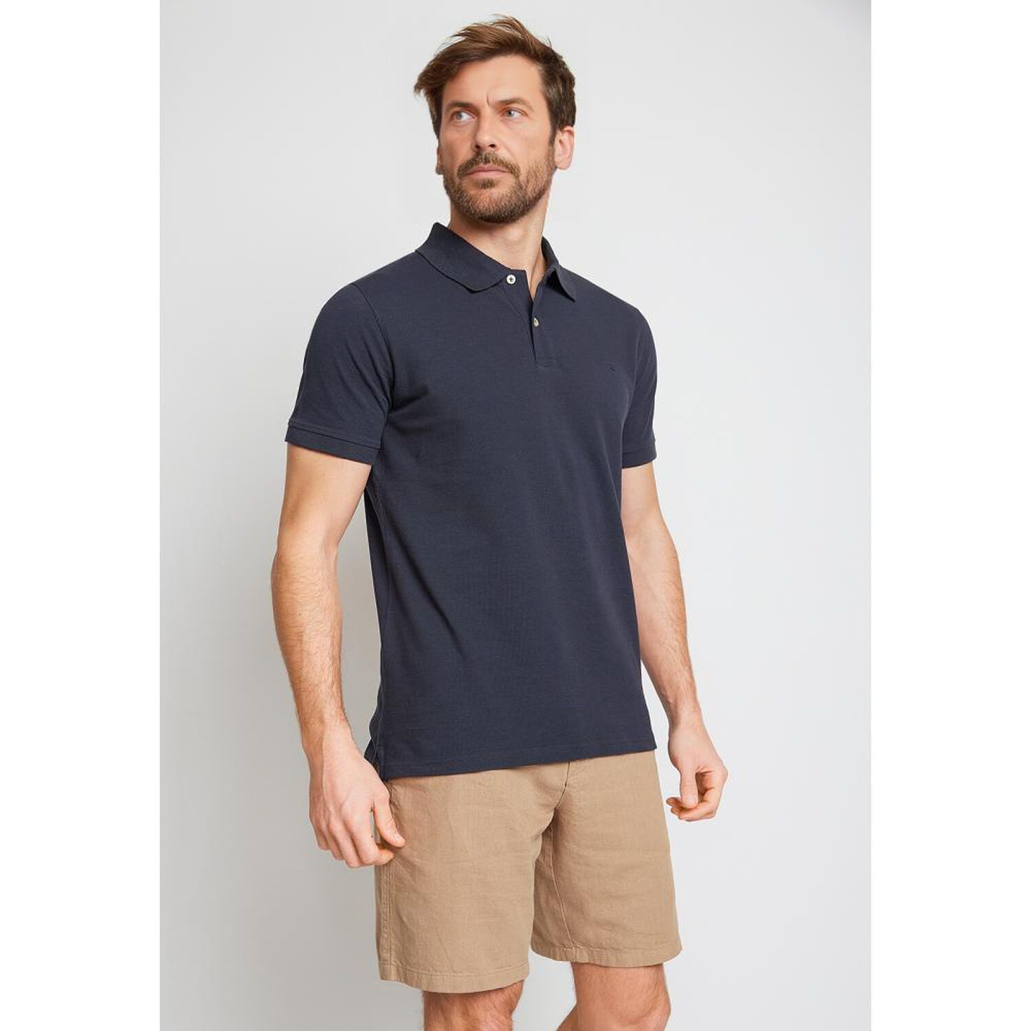 Polera Slim Lisa Manga Corta Cuello Piqu&eacute; Hombre Trial image number 0.0