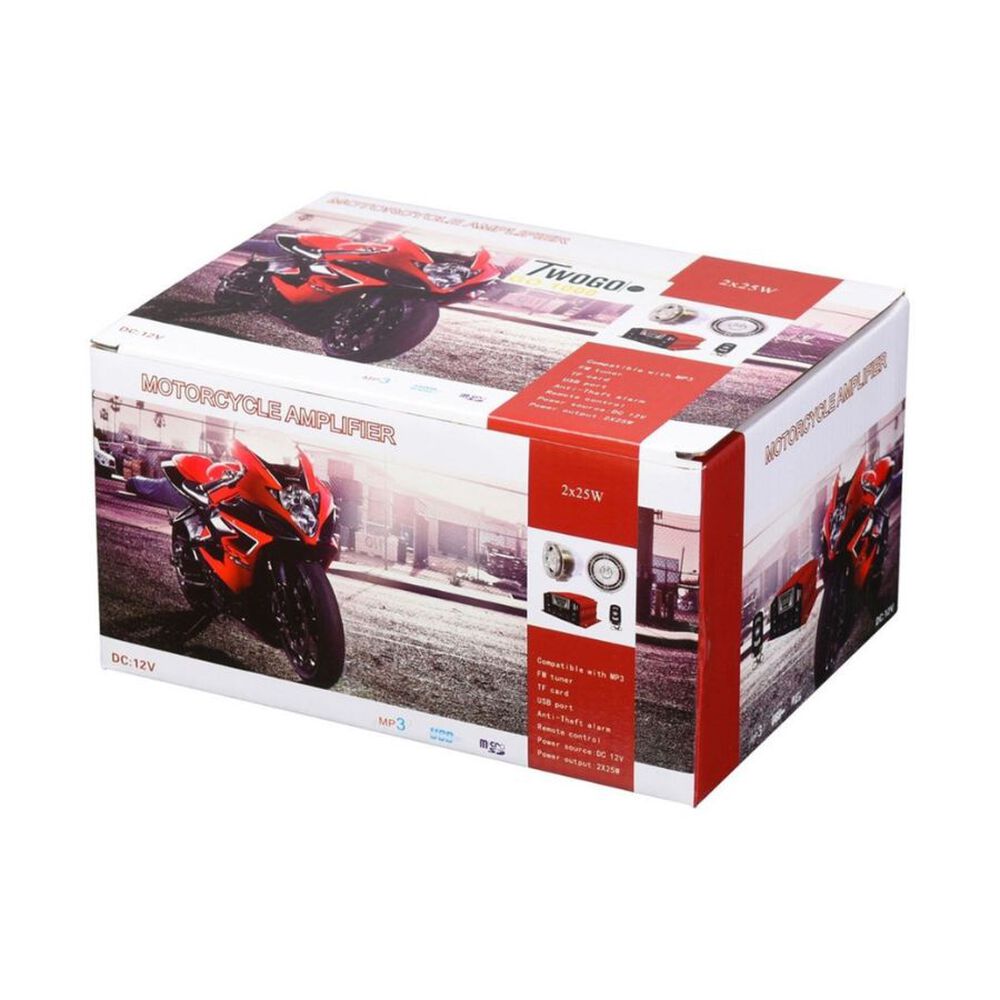 Amplificador De Moto Alarma Bluetooth Usb Control 2x25w 12v image number 2.0