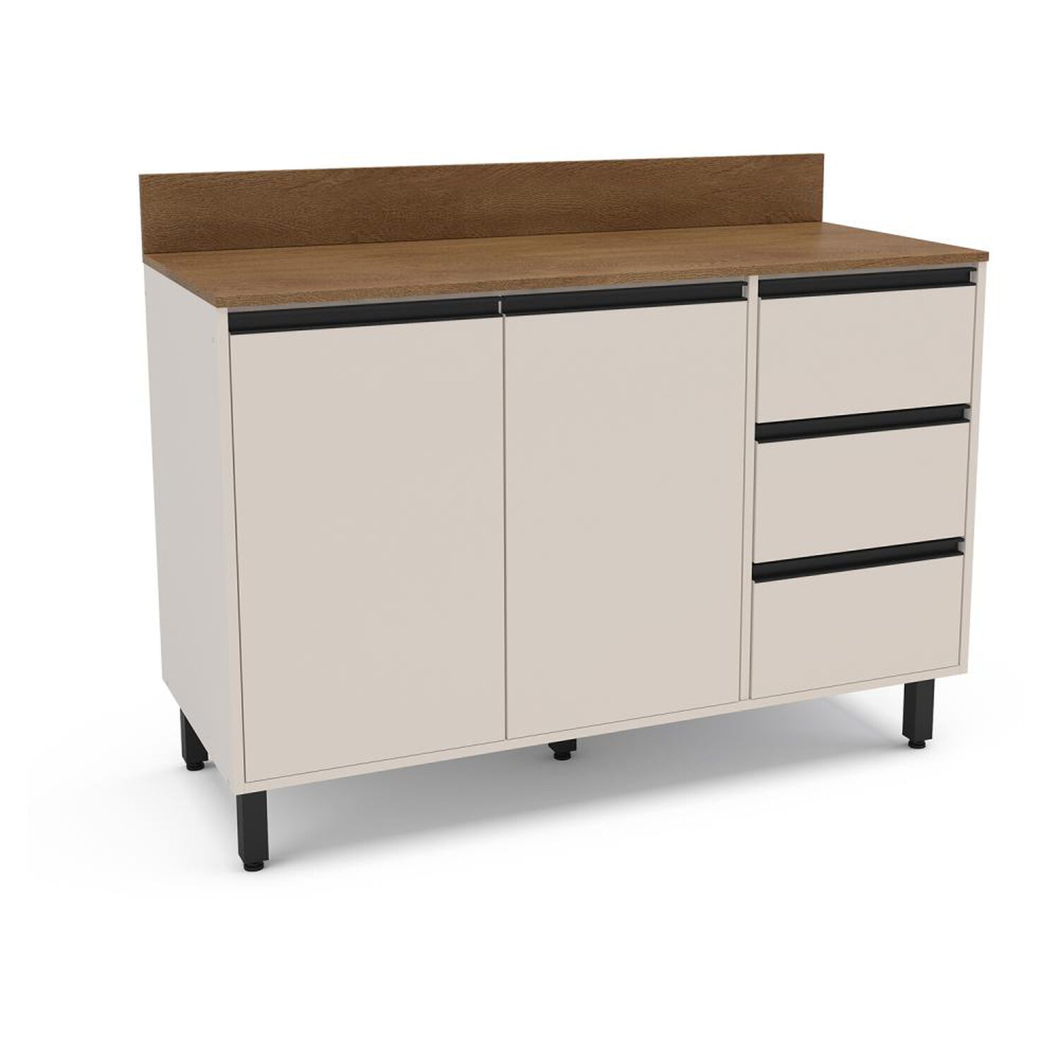 Mueble De Cocina Base Vekkahome Koya 2 Puertas 3 Cajones Beige image number 2.0