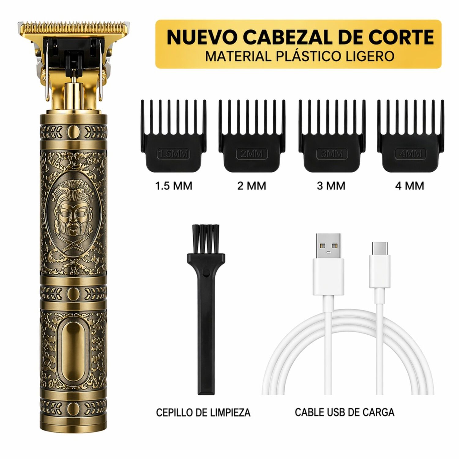 Afeitadora El&eacute;ctrica Maquina Corta Pelo Barba Recargable Usb image number 1.0