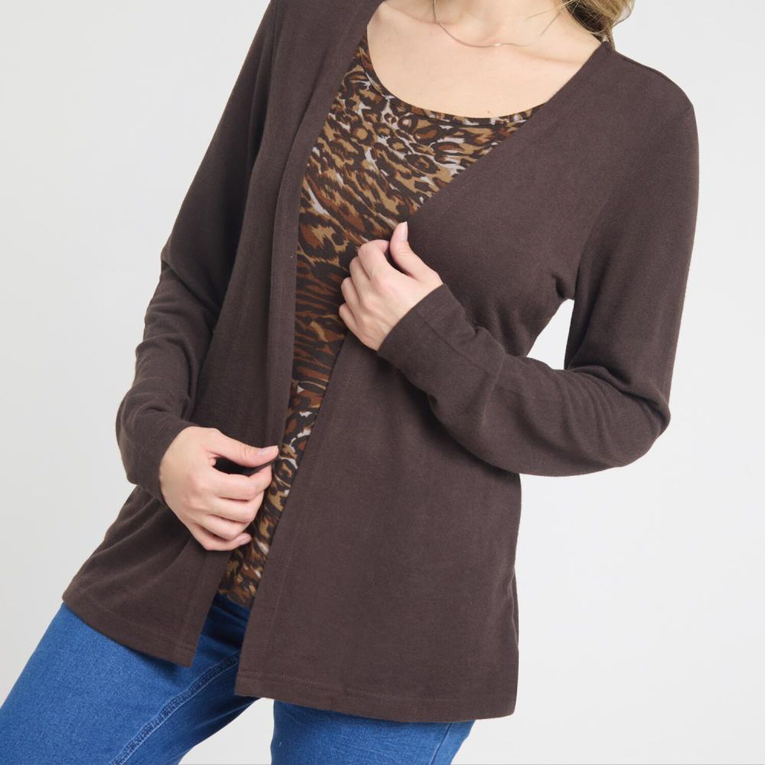 Sweater Tejido Camant Doble Manga Larga Cuello Redondo Mujer Lesage image number 4.0