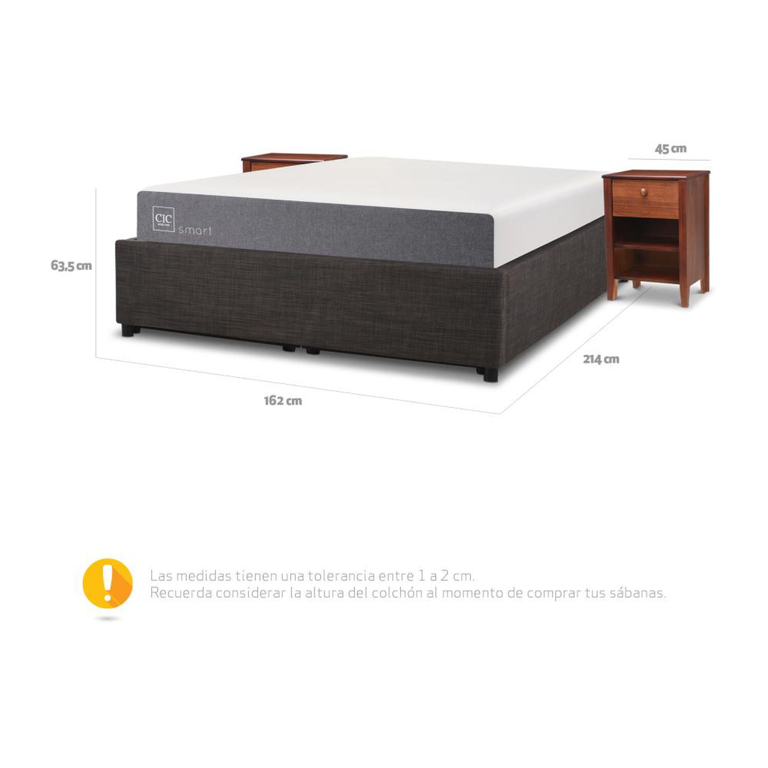 Cama Ba&uacute;l Cic Smart / 2 Plazas / Base Normal + Velador image number 5.0