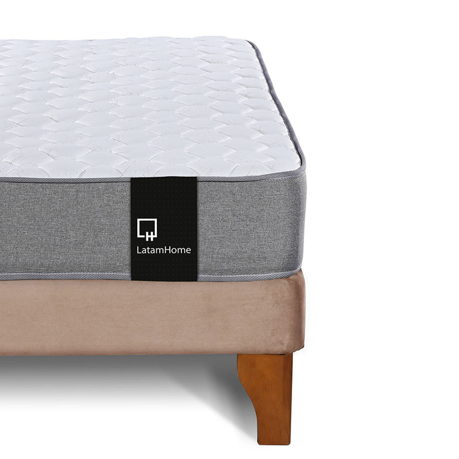 Cama Europea Zen Best 1.5 Plaza Tela Velvet Beige + Respaldo image number 5.0